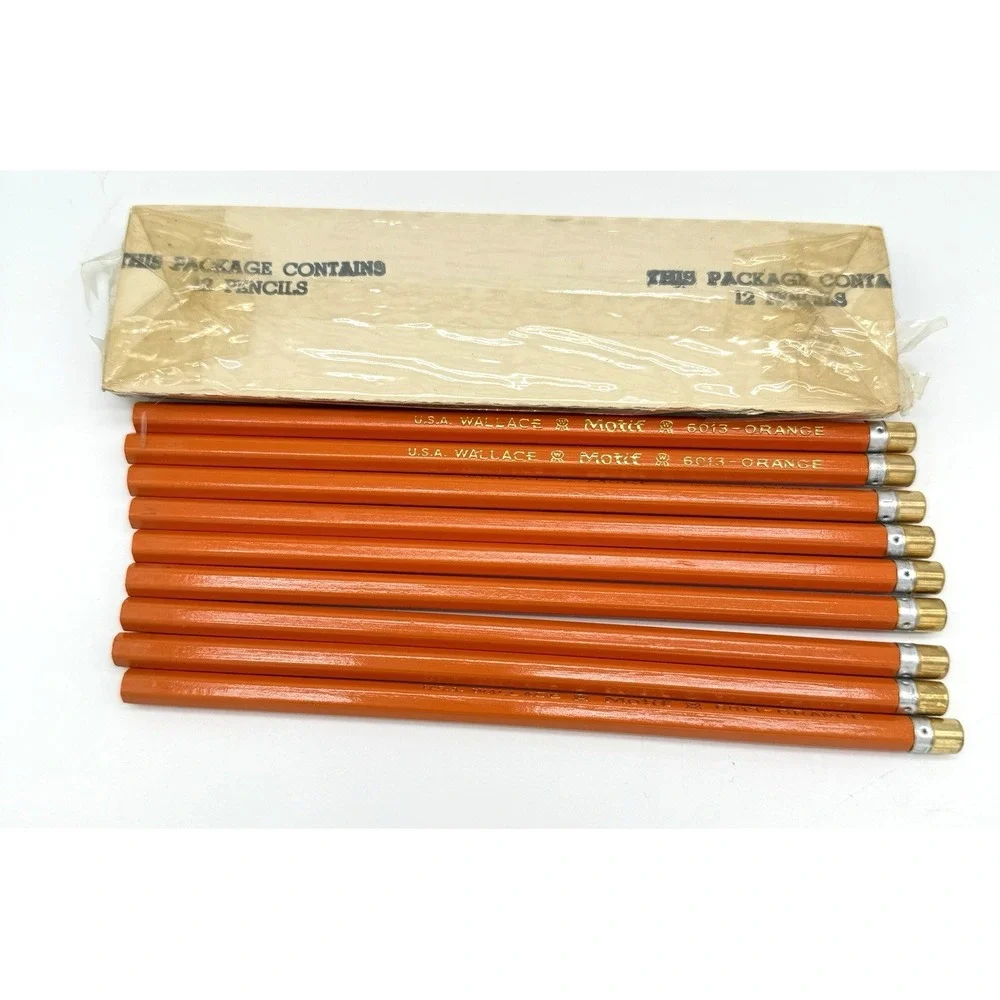 9 Vintage Wallace Motif Orange Lead Pencils 5013 Lead Is Orange